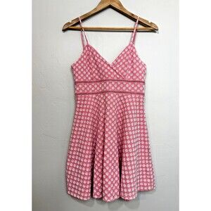 Jun & Ivy Women's M Pink White eyelet Flowers Sundress Babydoll Flare